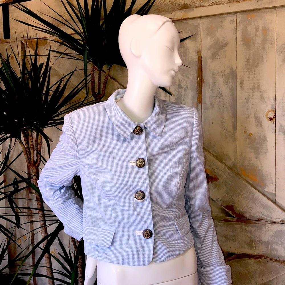 Versace Versus Gingham Button Down Jacket - image 1